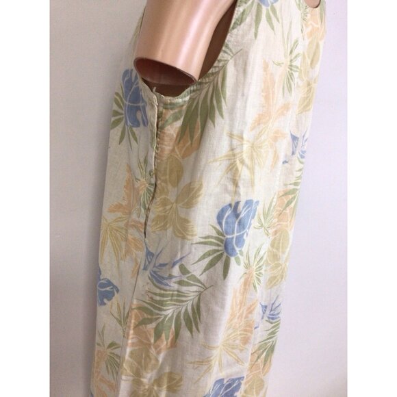 Jane Ashley Floral Linen Maxi Dress Resortwear Womens Medium - Picture 2 of 6